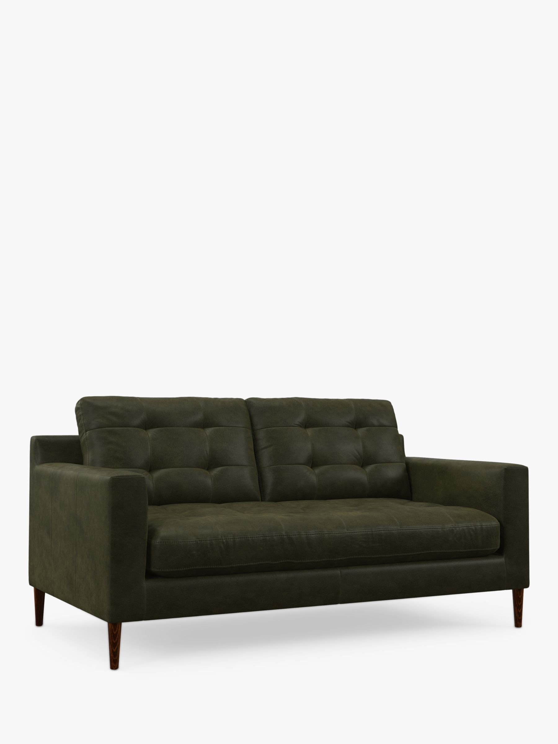 John Lewis Draper II Medium 2 Seater Leather Sofa, Dark Leg