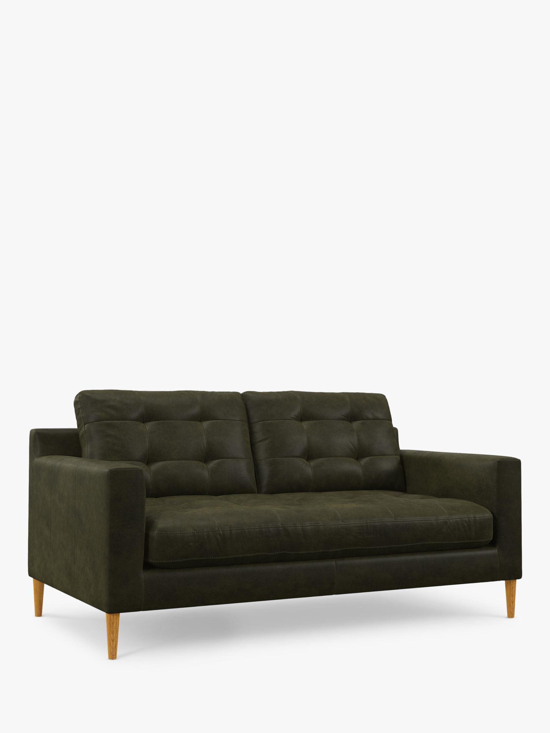 John Lewis Draper II Medium 2 Seater Leather Sofa, Light Leg