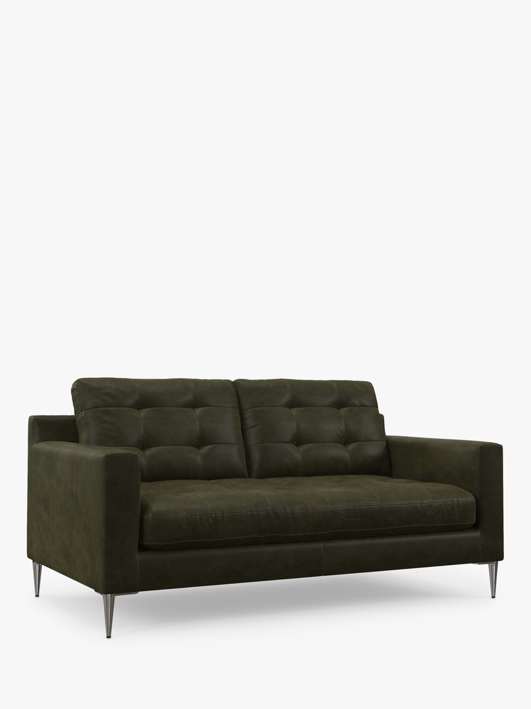 John Lewis Draper II Medium 2 Seater Leather Sofa, Metal Leg