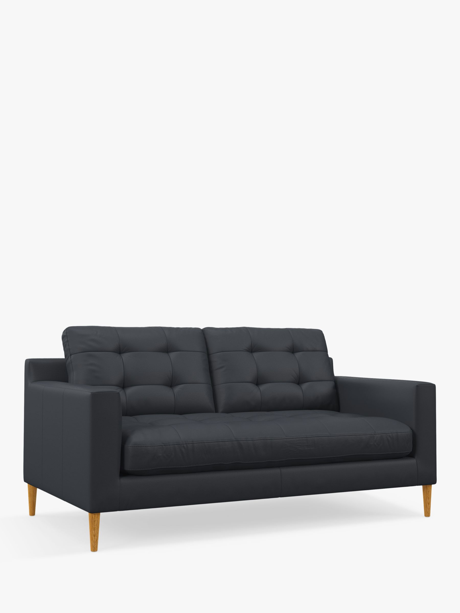 John Lewis Draper II Medium 2 Seater Leather Sofa, Light Leg