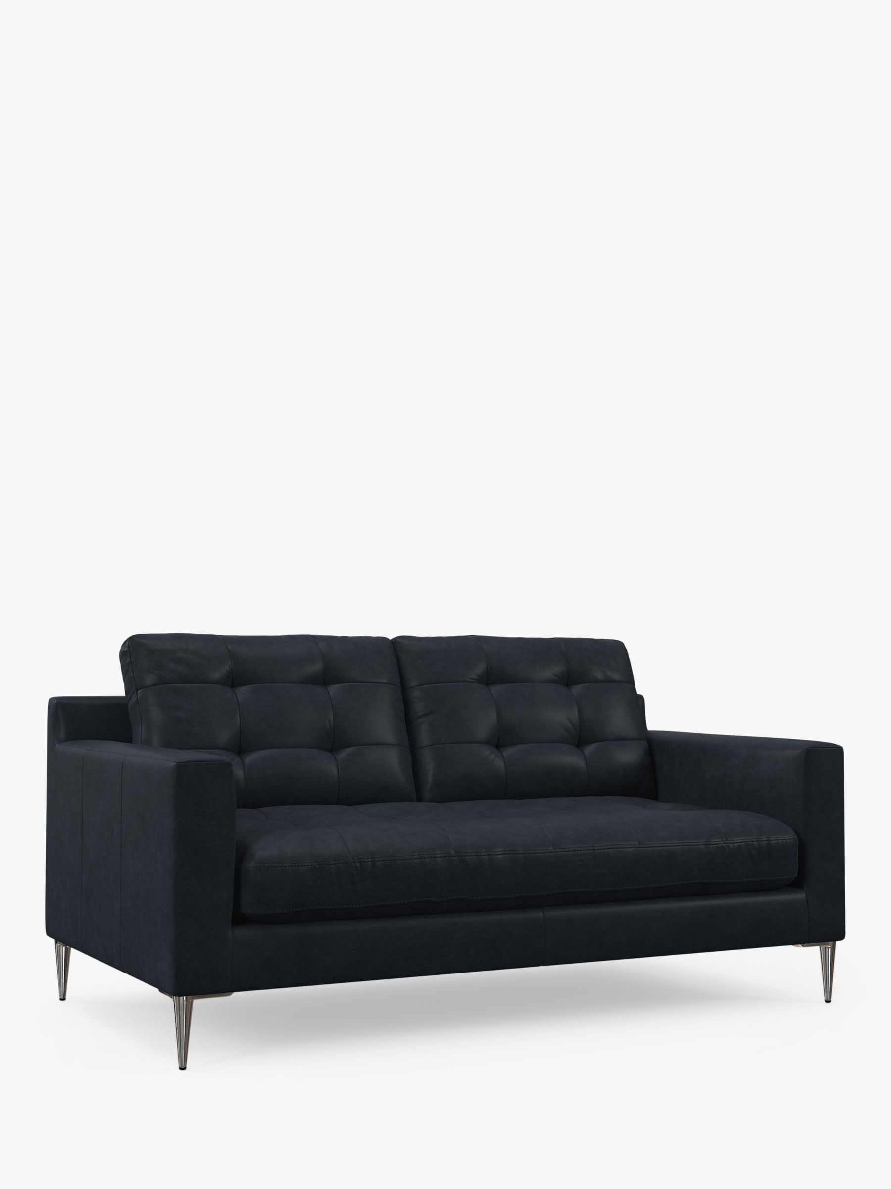 John Lewis Draper II Medium 2 Seater Leather Sofa, Metal Leg