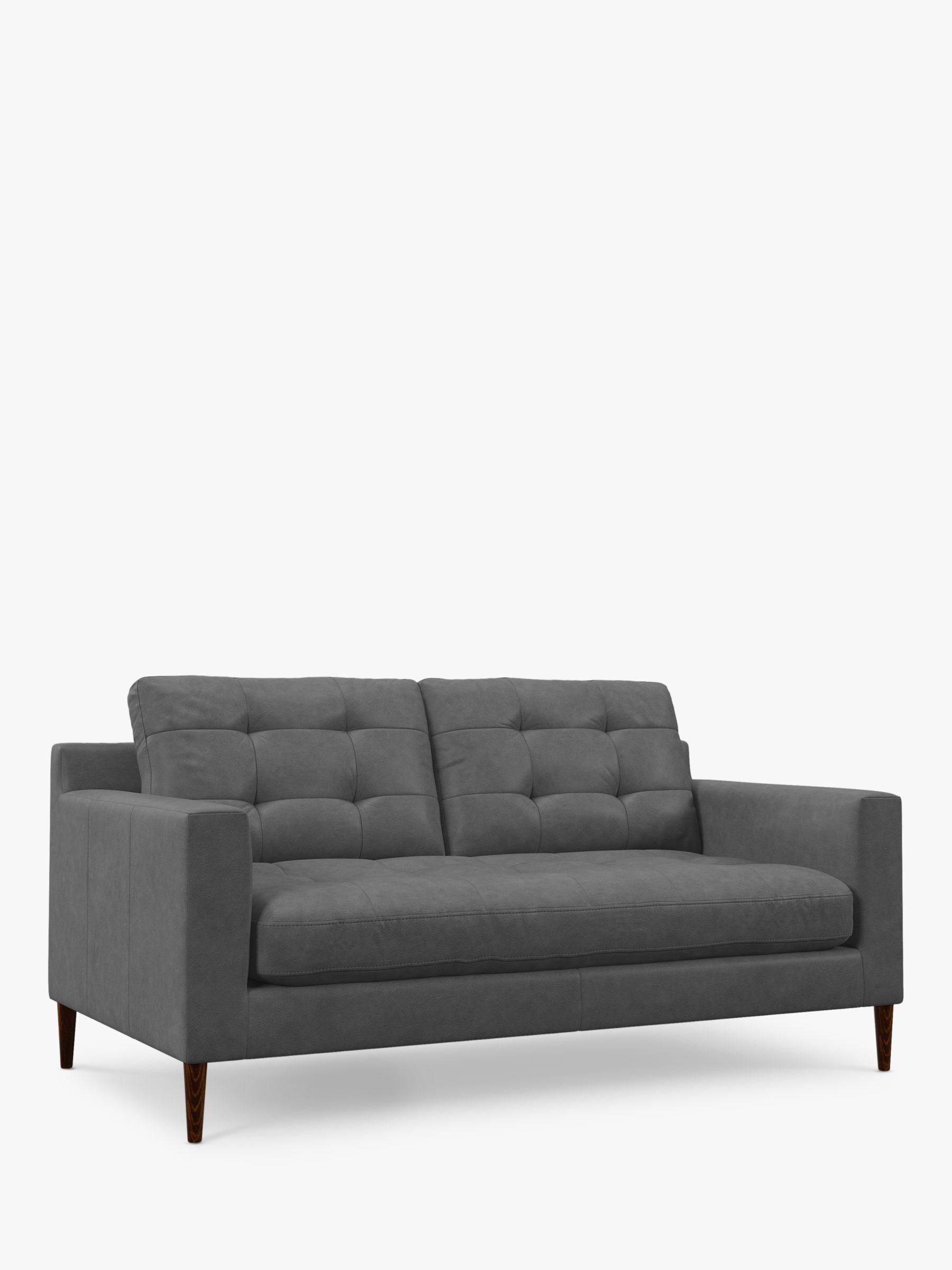 John Lewis Draper II Medium 2 Seater Leather Sofa, Dark Leg