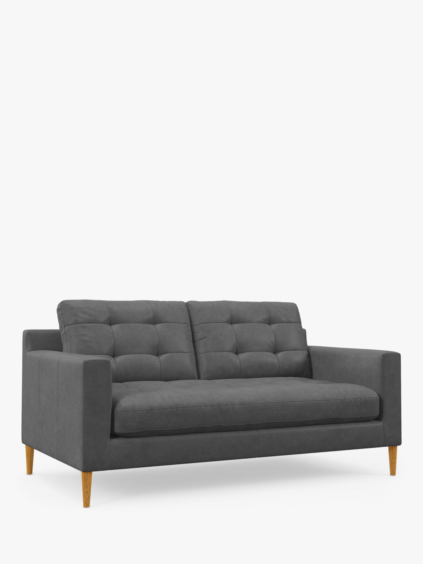 John Lewis Draper II Medium 2 Seater Leather Sofa, Light Leg