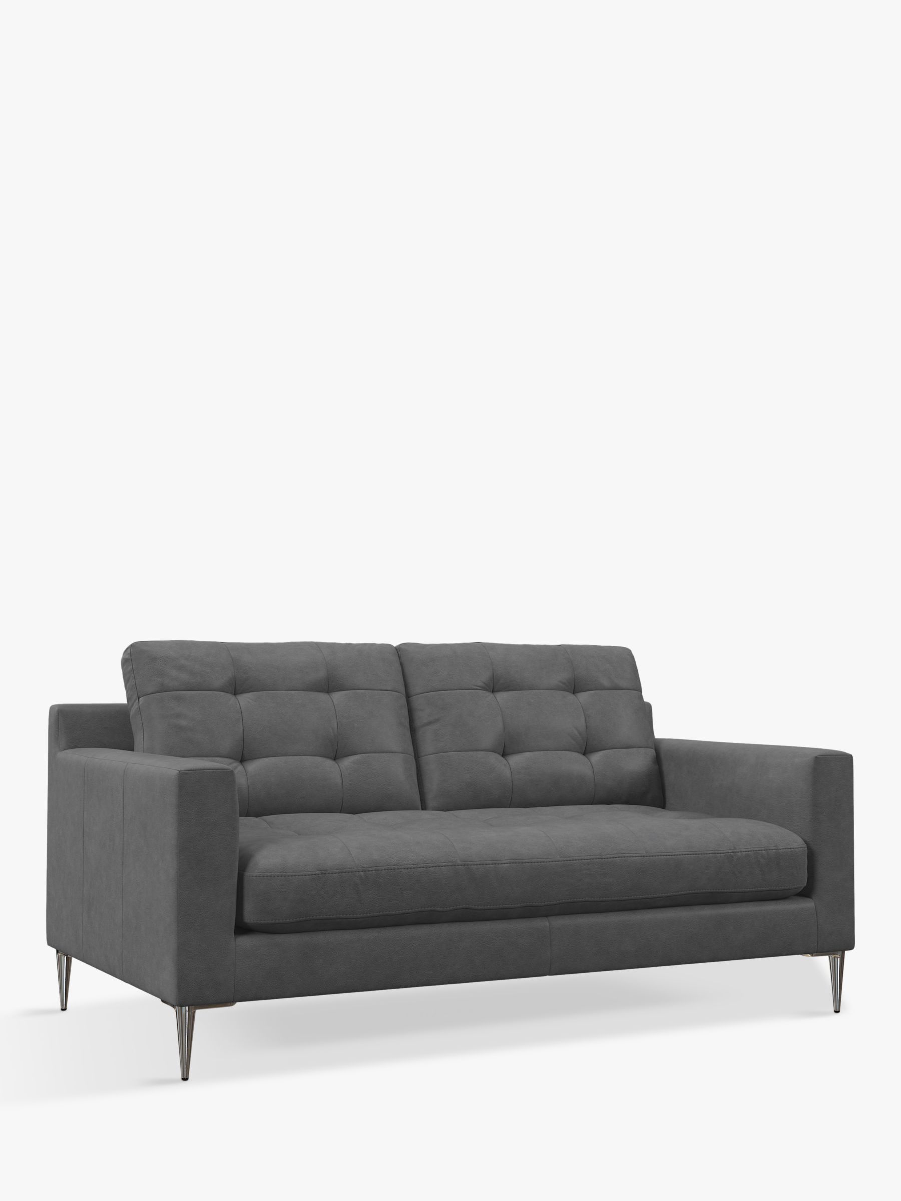 John Lewis Draper II Medium 2 Seater Leather Sofa, Metal Leg