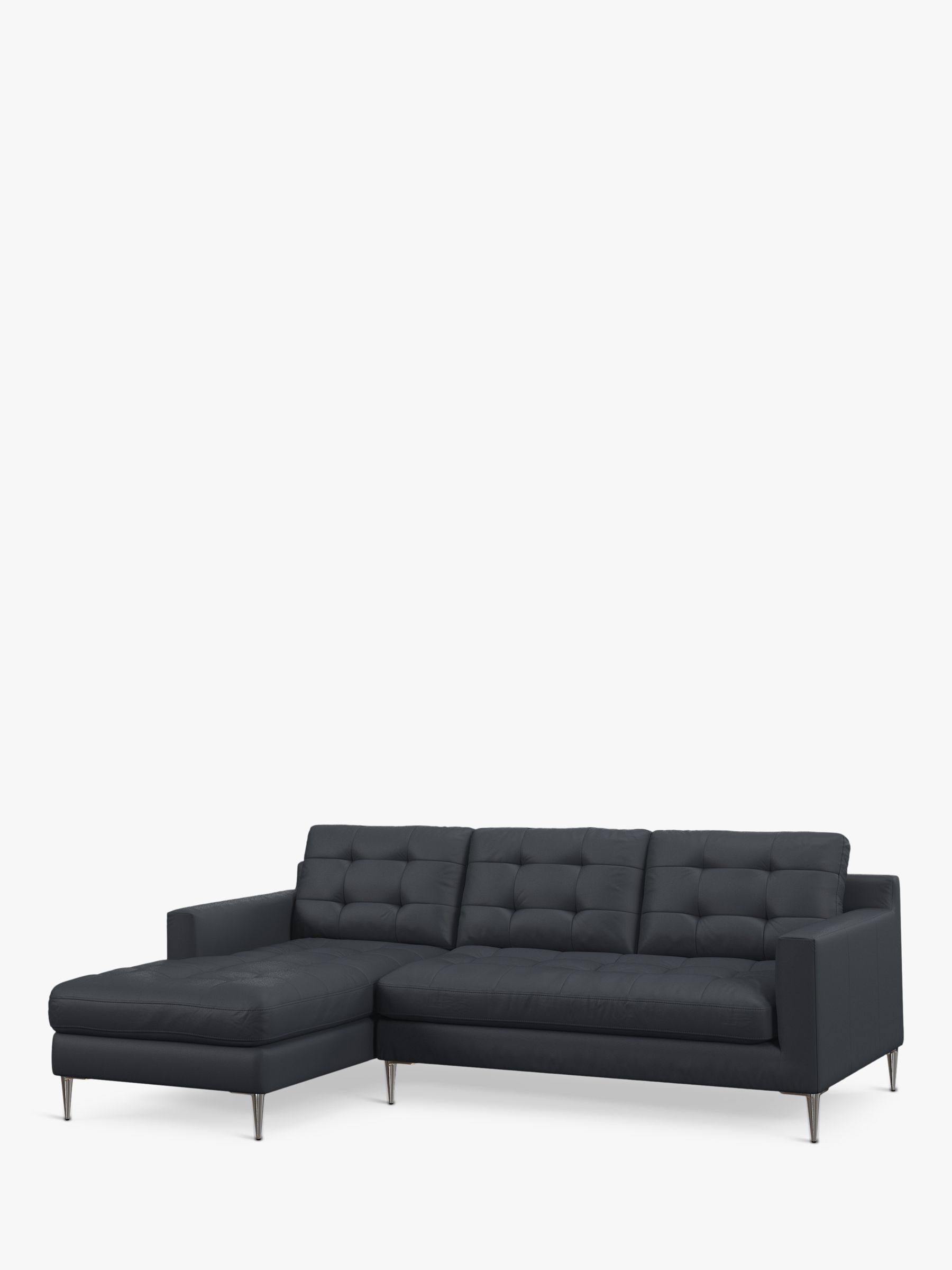 John Lewis Draper II LHF Chaise Leather Sofa, Metal Leg