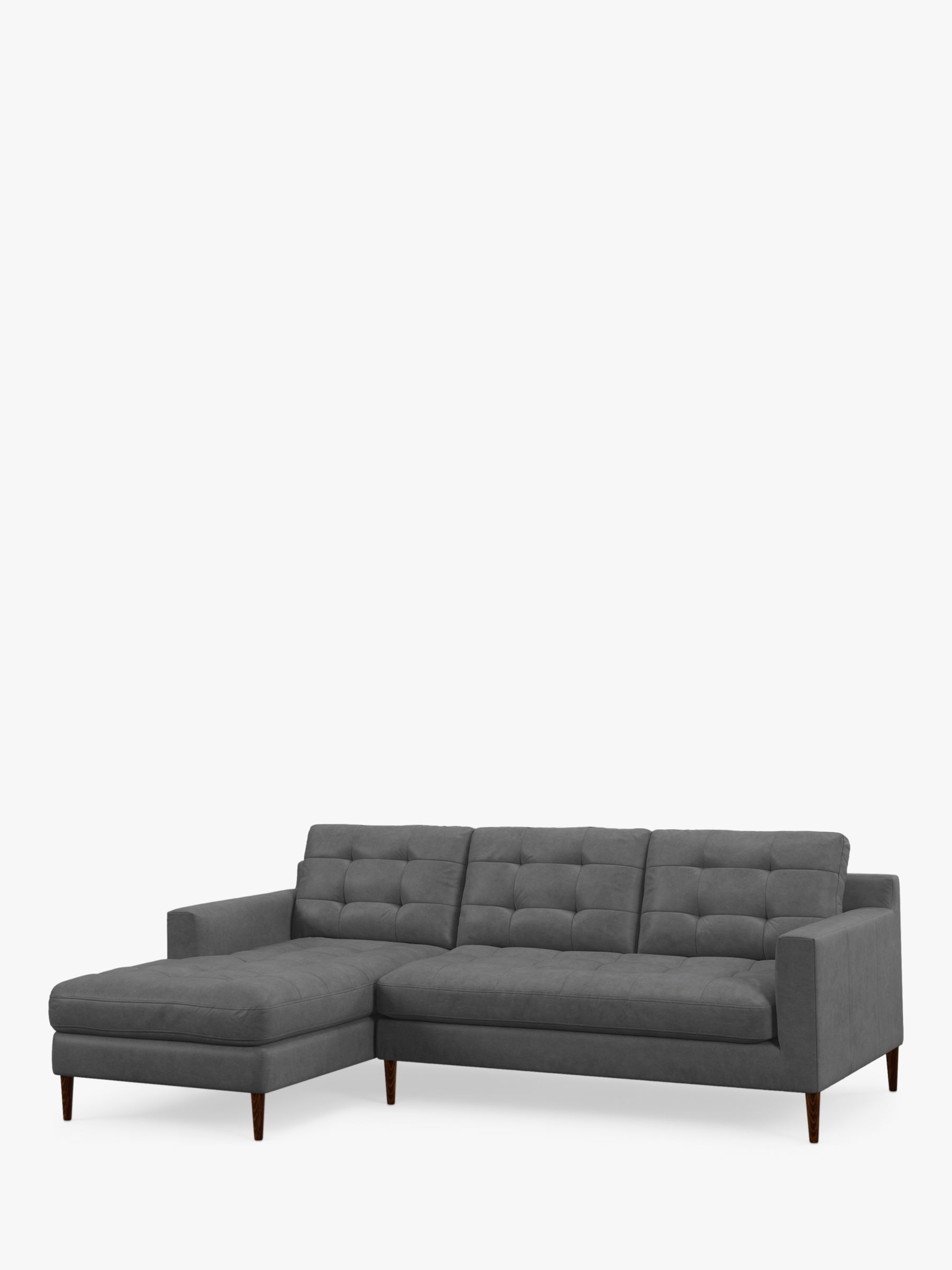 John Lewis Draper II LHF Chaise Leather Sofa, Dark Leg