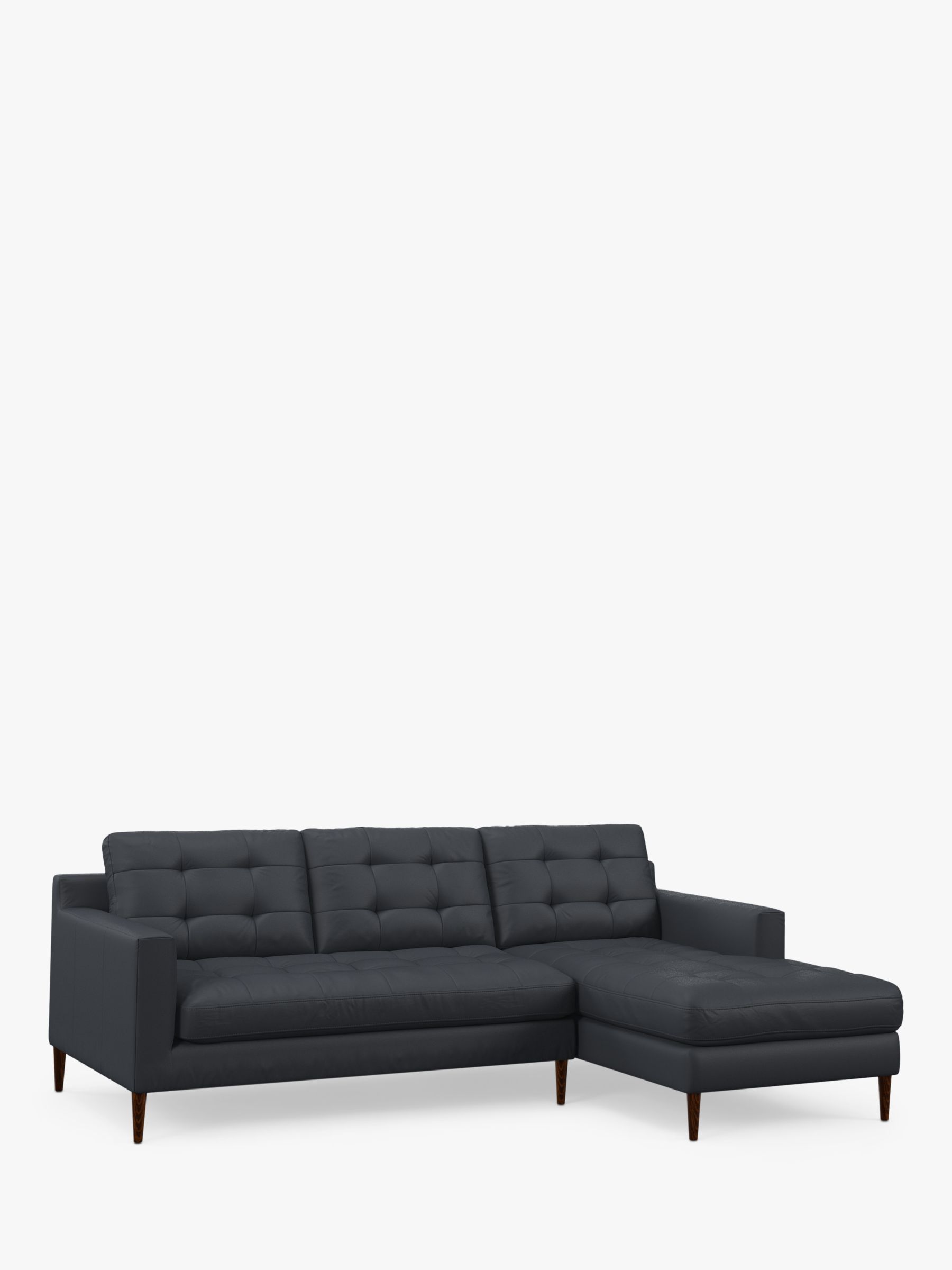 John Lewis Draper II RHF Chaise Leather Sofa, Dark Leg