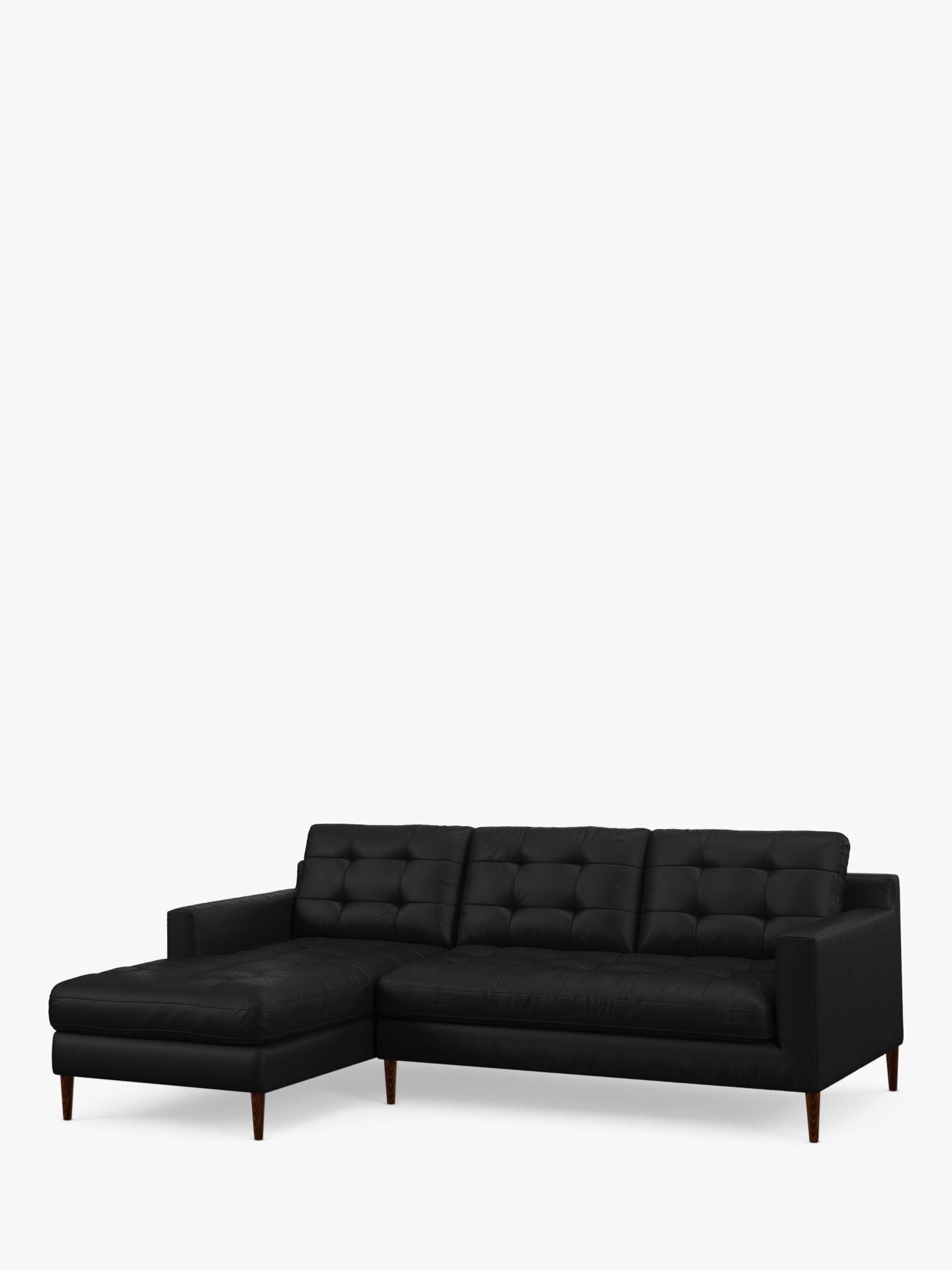 John Lewis Draper II LHF Chaise Leather Sofa, Dark Leg