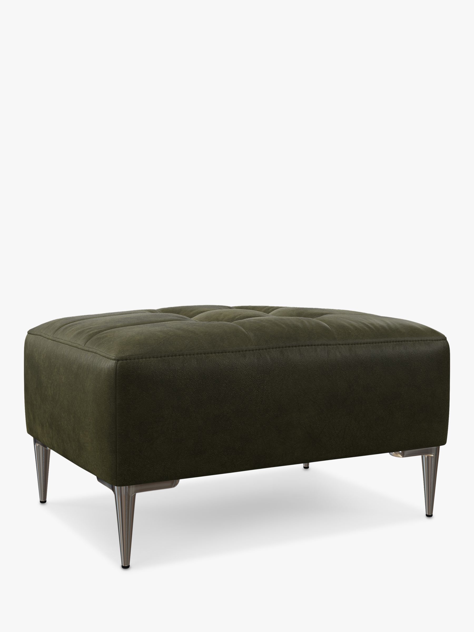 John Lewis Draper II Leather Footstool, Metal Leg