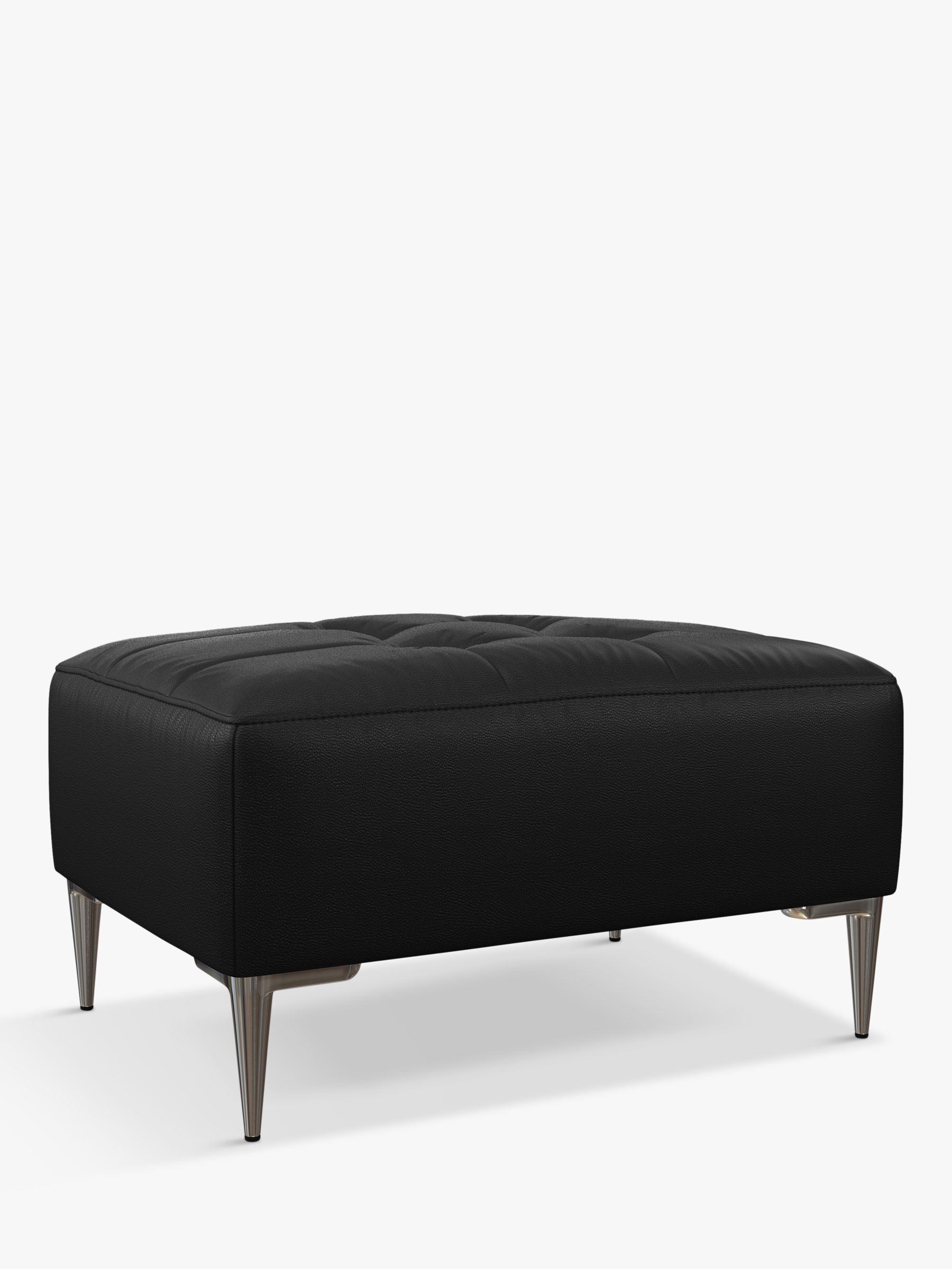 John Lewis Draper II Leather Footstool, Metal Leg