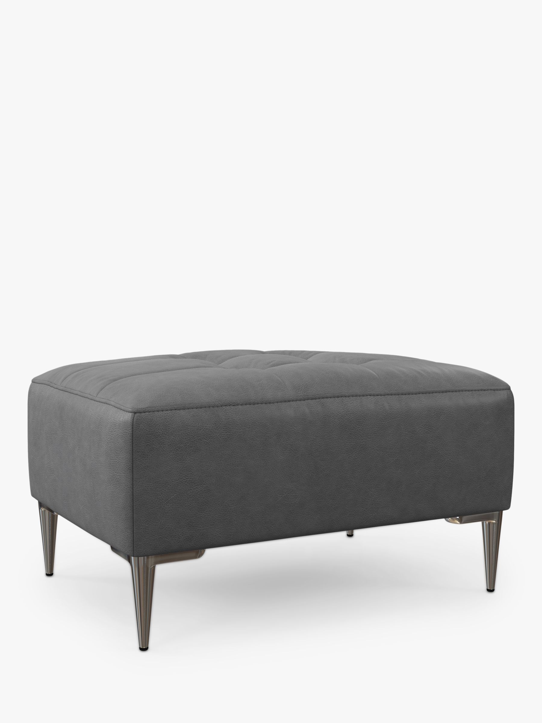 John Lewis Draper II Leather Footstool, Metal Leg