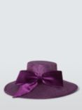 John Lewis Katherine Boater Velvet Bow Occasion Hat, Plum