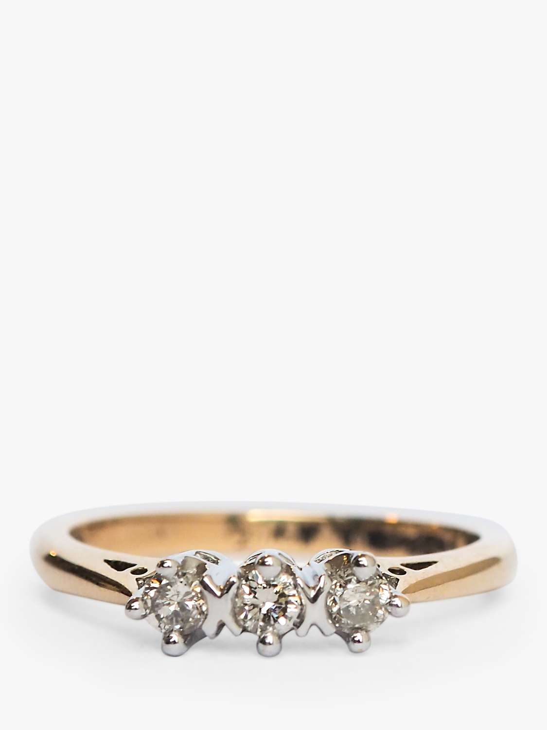 Buy L & T Heirlooms Second Hand 9ct Yellow Gold Triple Diamond Cluster Ring, Gold Online at johnlewis.com