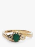 L & T Heirlooms Second Hand 9ct Yellow Gold Emerald and Diamond Cluster Ring, Gold