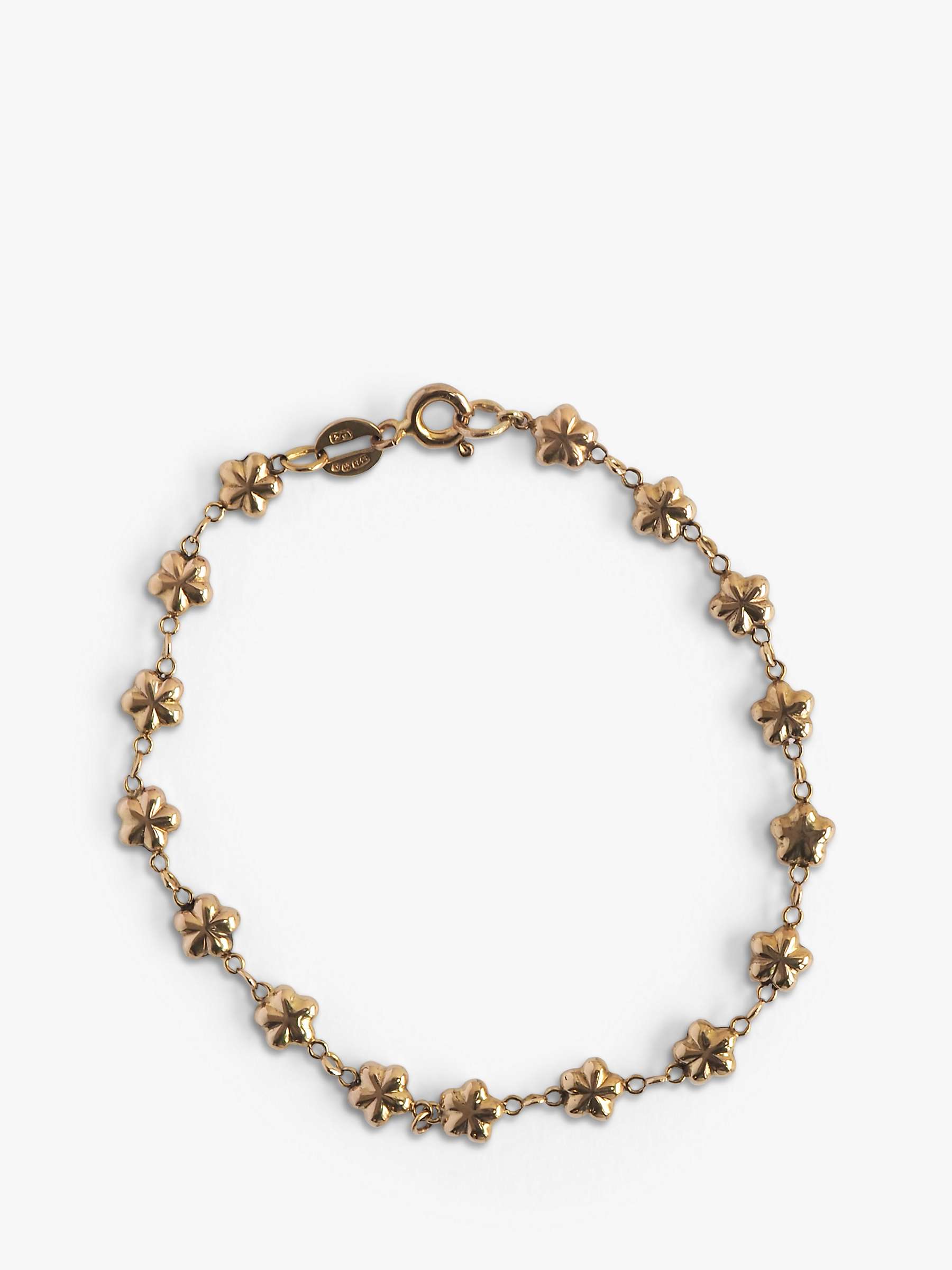 Buy L & T Heirlooms Second Hand 9ct Yellow Gold Small Flower Bracelet, Dated Circa 1981, Gold Online at johnlewis.com