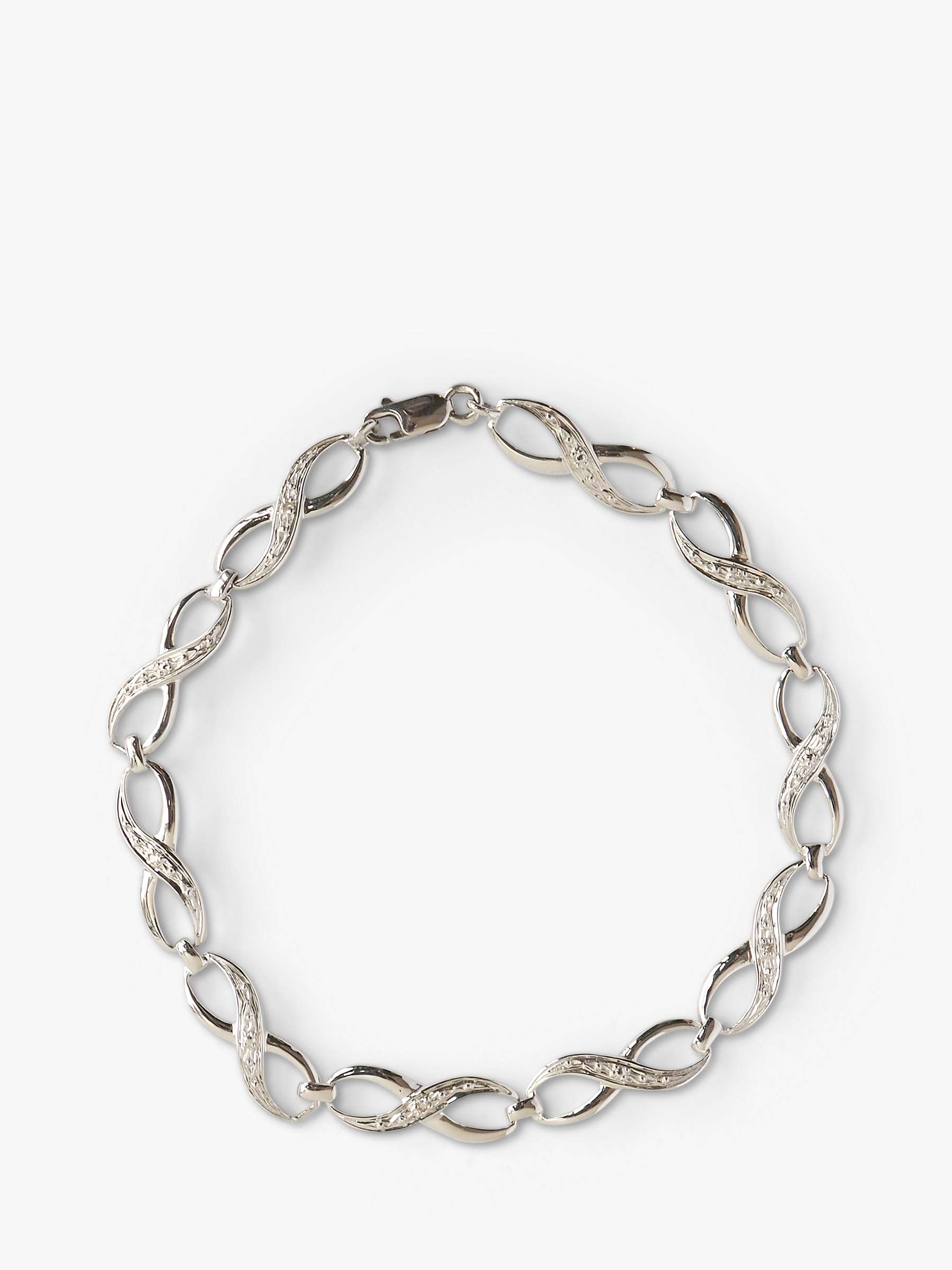 Buy L & T Heirlooms Second Hand 9ct White Gold Diamond Infinity Bracelet, Silver Online at johnlewis.com