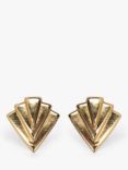 L & T Heirlooms Second Hand 9ct Yellow Gold Art Deco Fan Stud Earrings, Gold