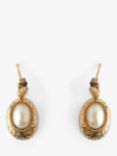 L & T Heirlooms Second Hand 9ct Yellow Gold Oval Pearl Drop Earrings, Gold