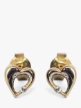 L & T Heirlooms Second Hand 9ct Yellow Gold Cubic Zirconia Heart Stud Earrings, Gold