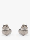 L & T Heirlooms Second Hand 18ct White Gold Heart Stud Earrings, Silver