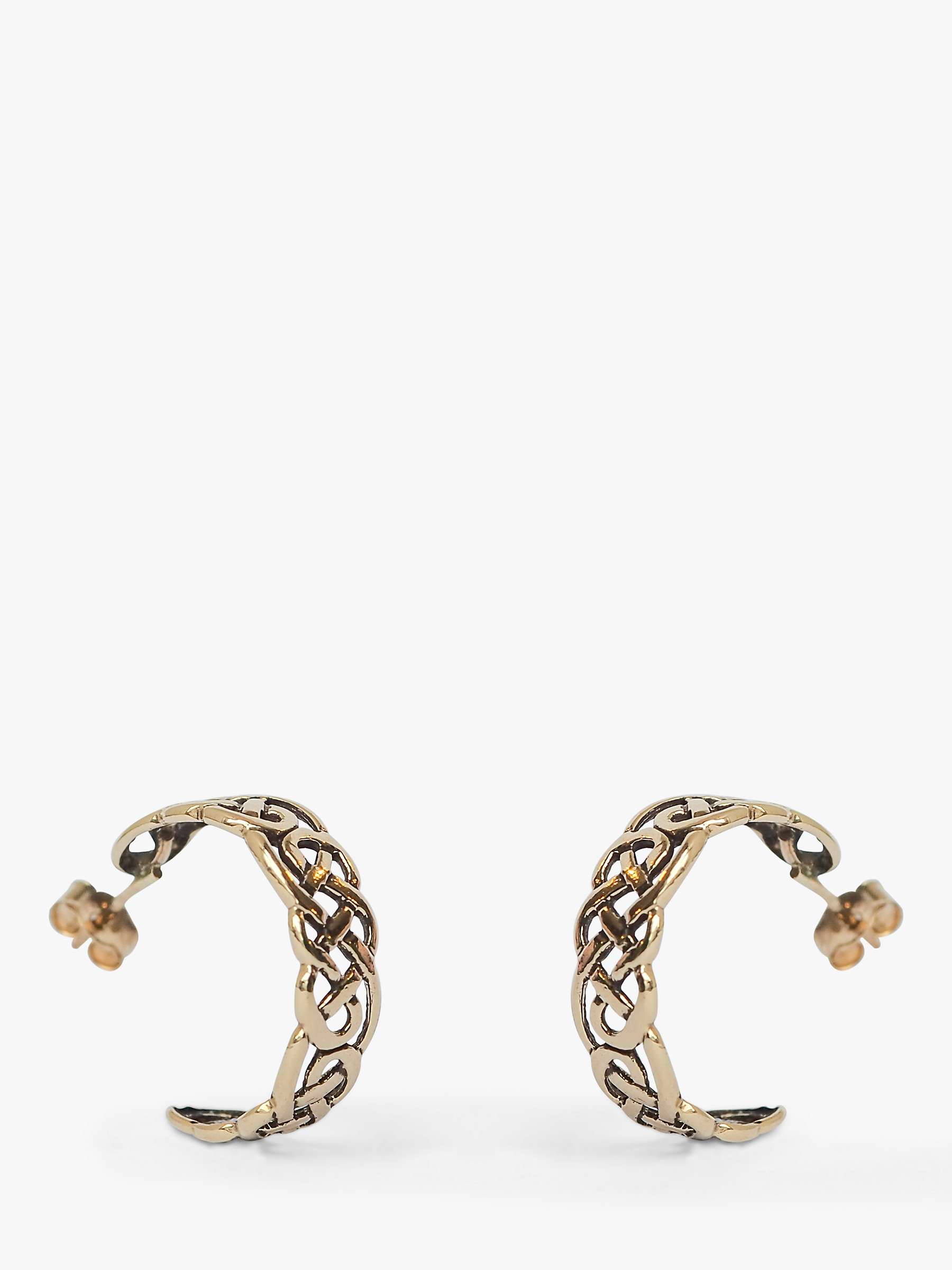Buy L & T Heirlooms Second Hand 9ct Yellow Gold Celtic Weave Hoop Earrings, Gold Online at johnlewis.com