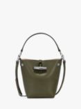 Longchamp Le Roseau Extra Small Leather Bucket Bag, Khaki