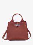 Longchamp Le Roseau Leather Small Cross Body Bag, Chestnut