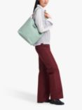 Longchamp Le Roseau M Grained Leather Shoulder Bag, Celadon