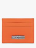 Longchamp Le Roseau Leather Card Holder, Orange