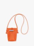 Longchamp Le Roseau Leather Phone Pouch, Orange