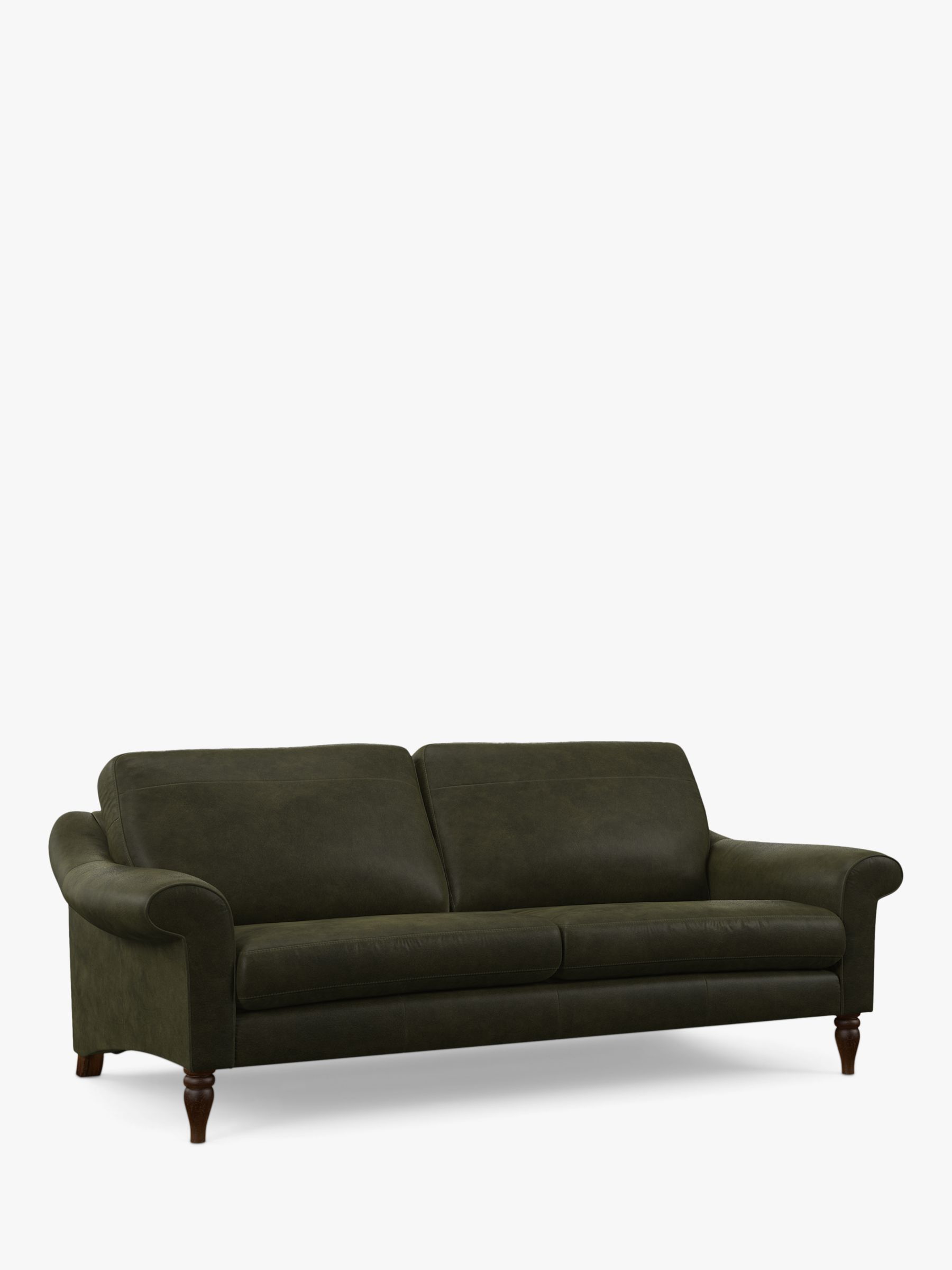 John Lewis Camber Leather Grand 3 Seater Sofa, Dark Leg