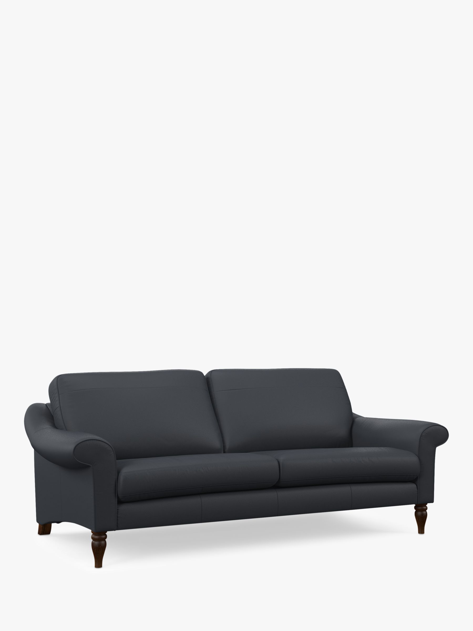 John Lewis Camber Leather Grand 3 Seater Sofa, Dark Leg