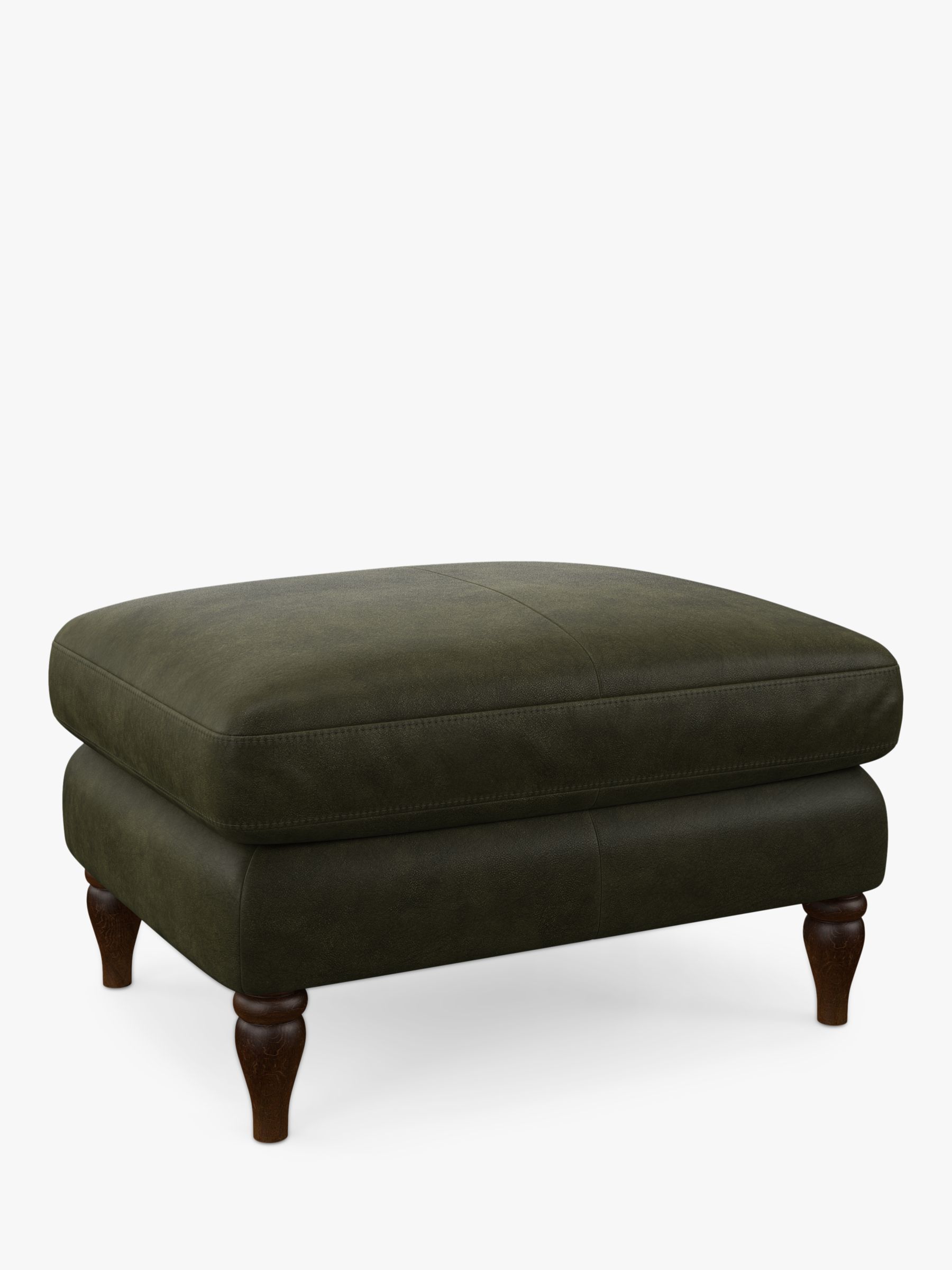 John Lewis Camber Leather Footstool, Dark Leg