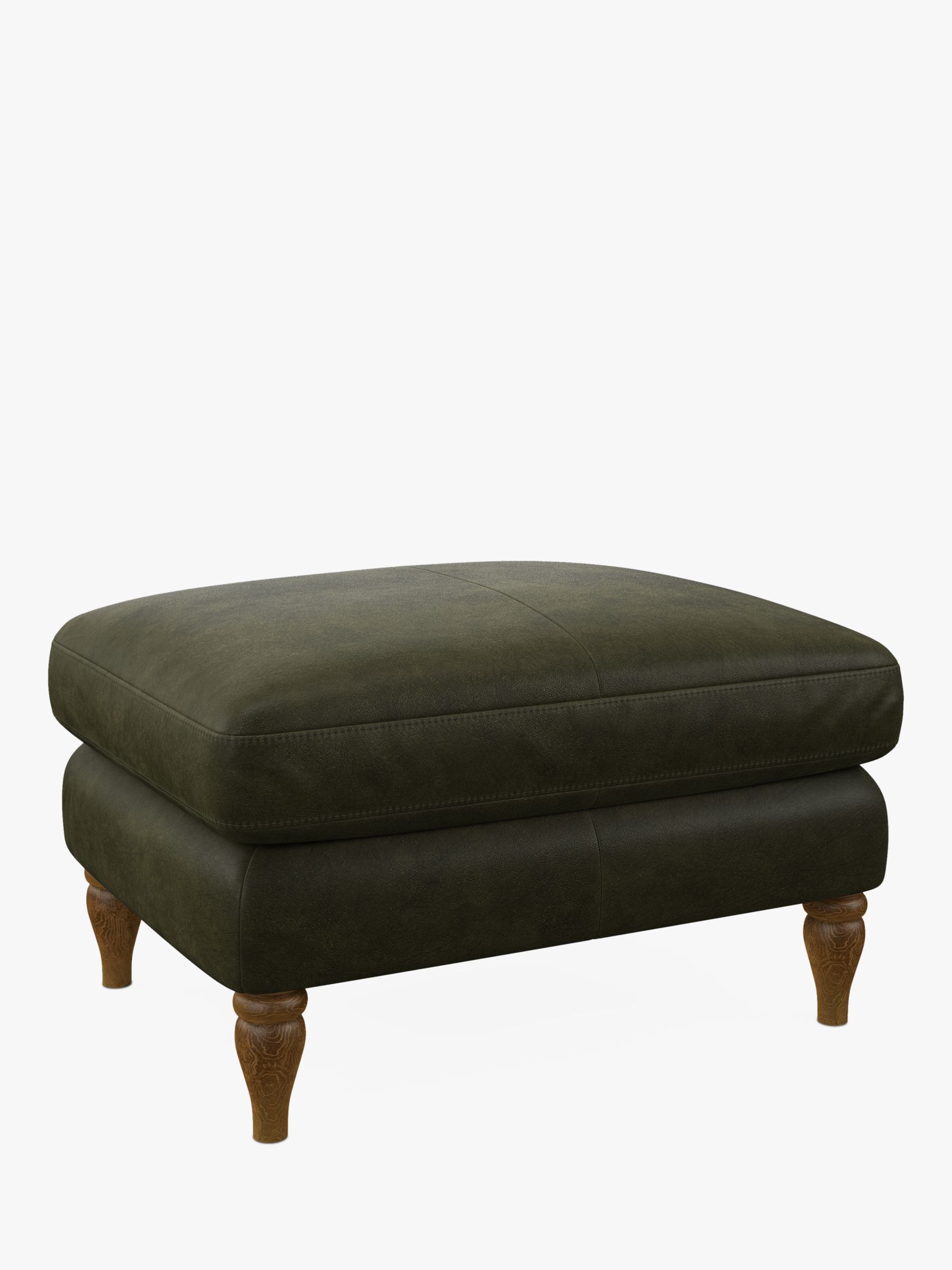 John Lewis Camber Leather Footstool, Light Leg