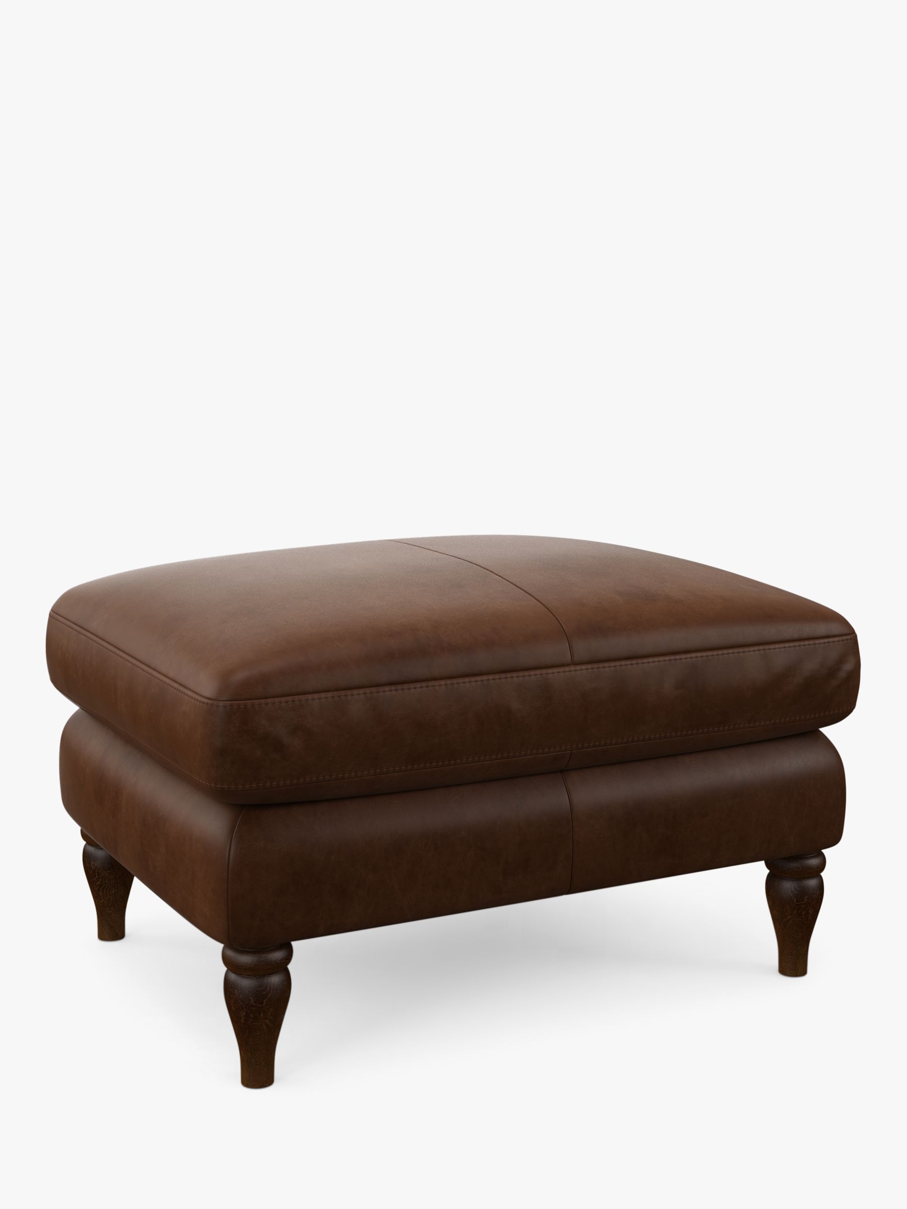 John Lewis Camber Leather Footstool, Dark Leg