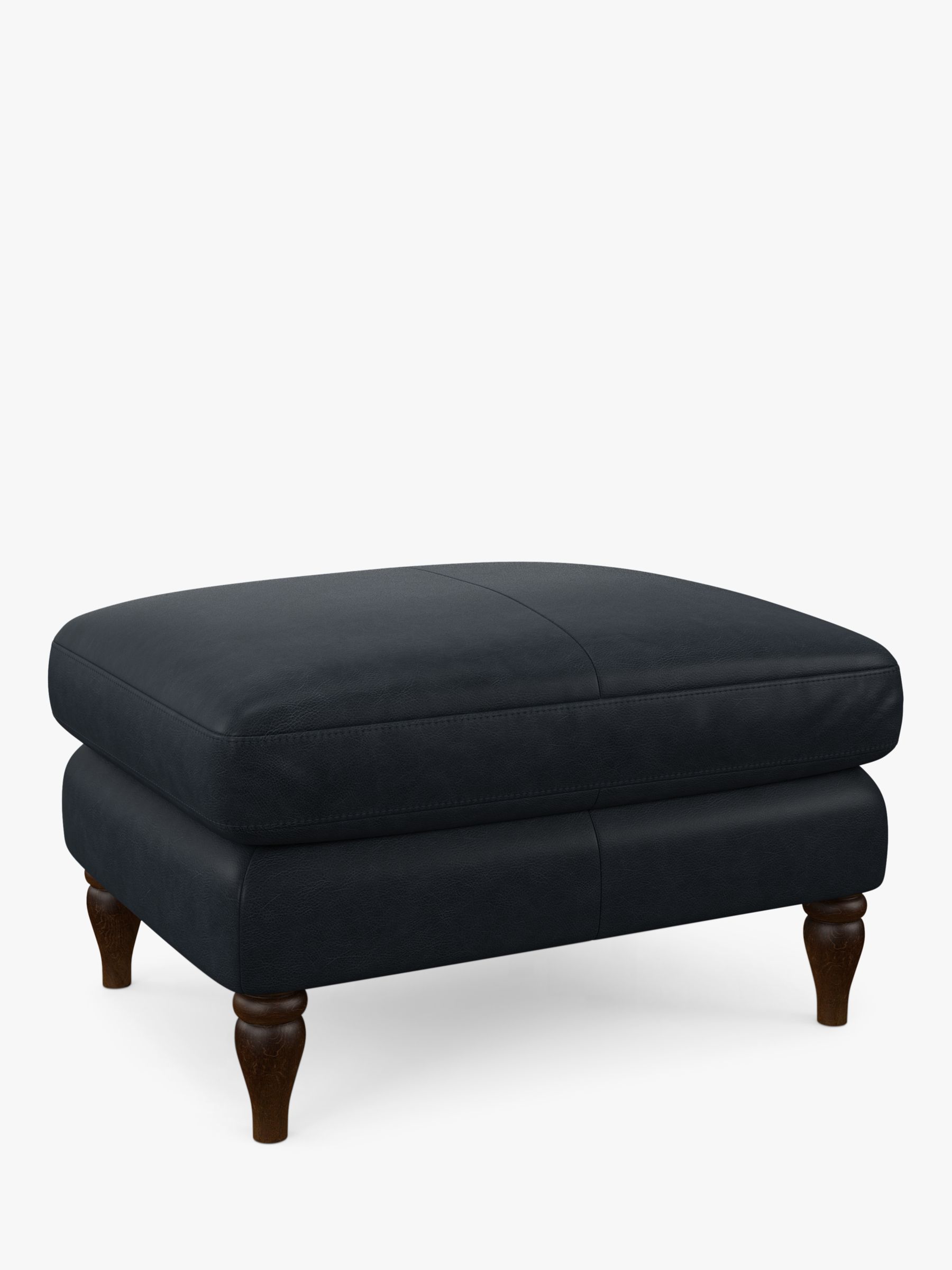 John Lewis Camber Leather Footstool, Dark Leg