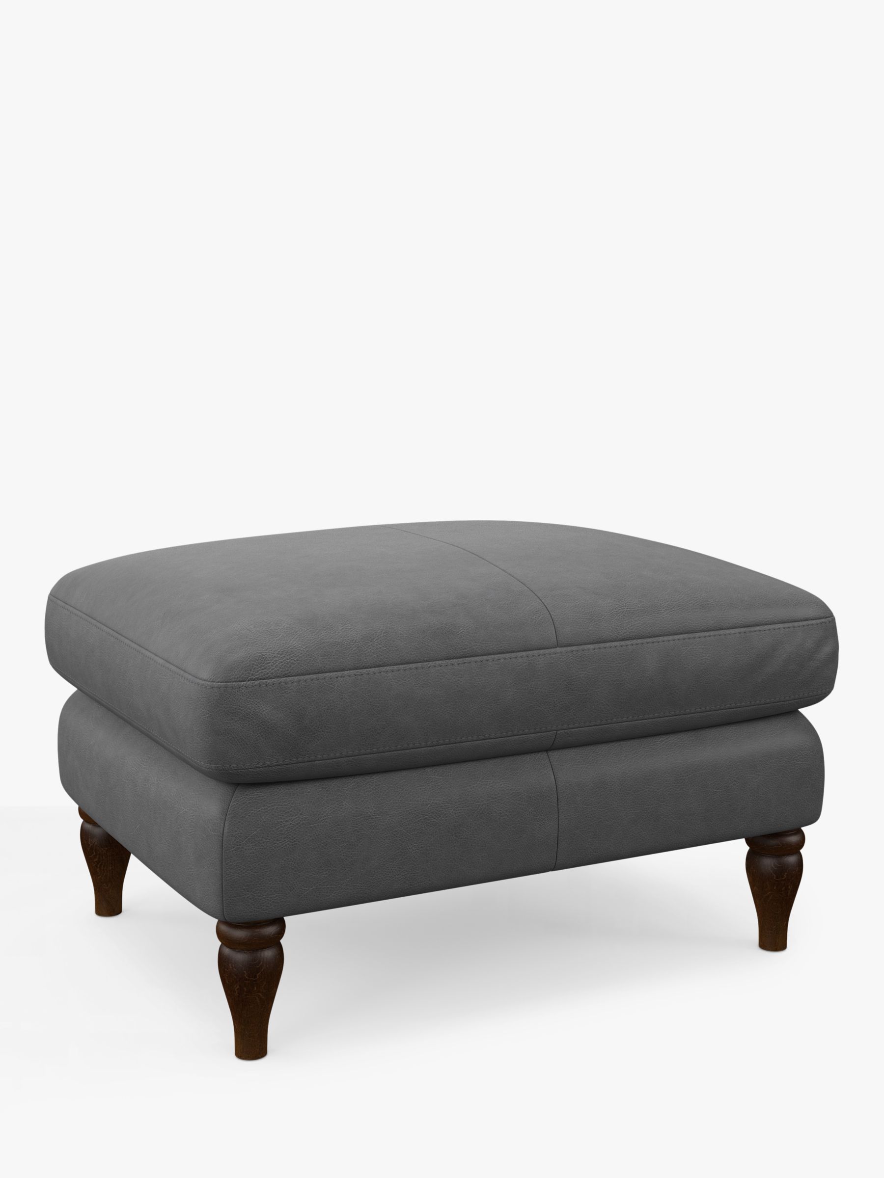 John Lewis Camber Leather Footstool, Dark Leg