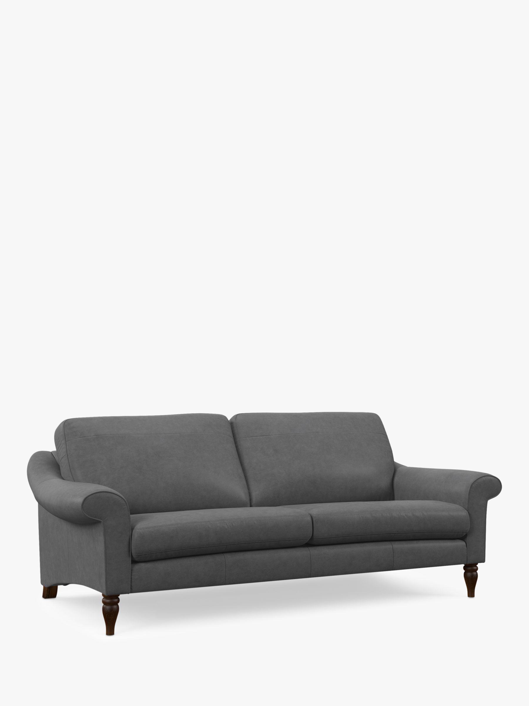 John Lewis Camber Leather Grand 3 Seater Sofa, Dark Leg