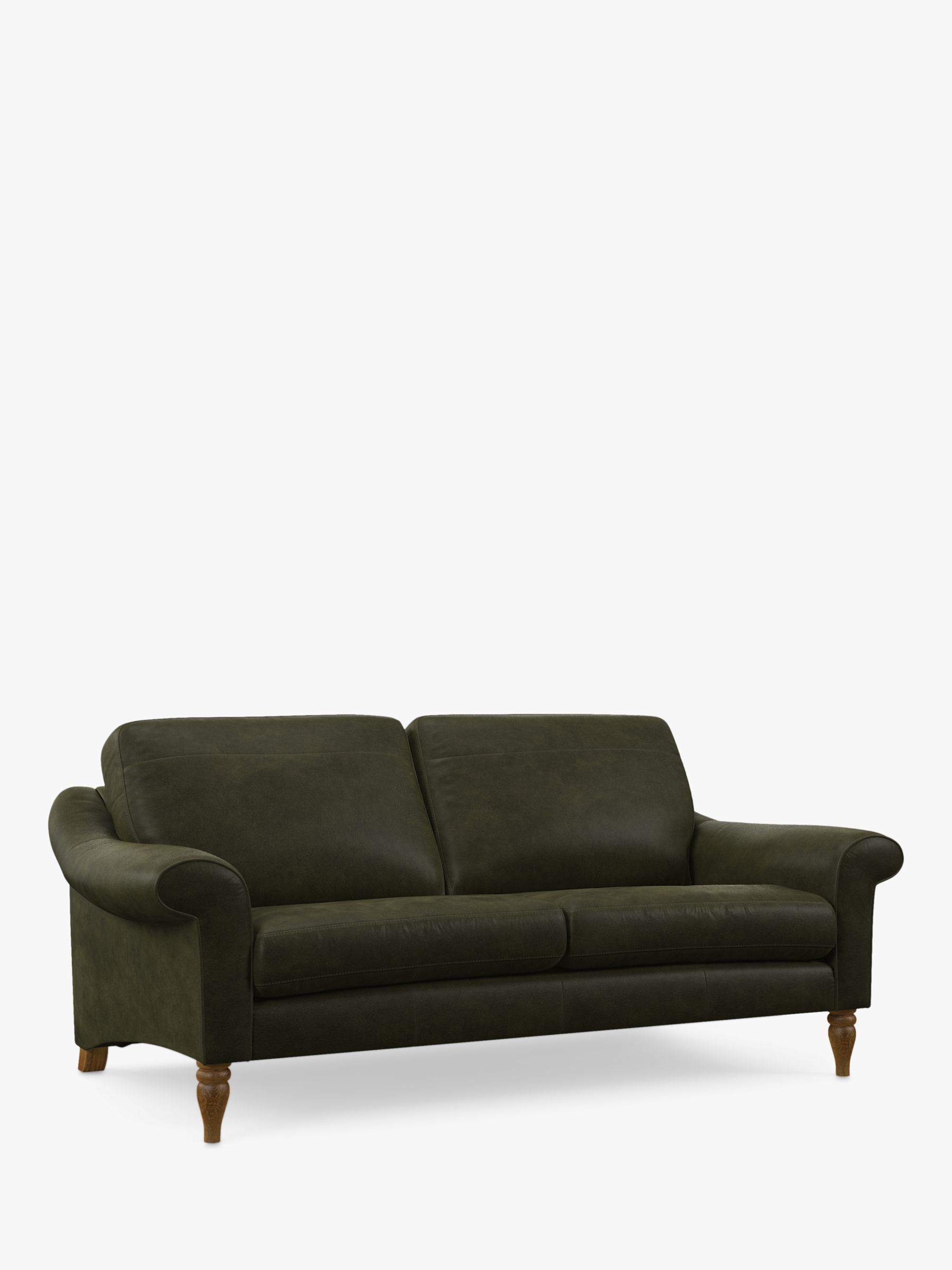 John Lewis Camber Large 3 Seater Leather Sofa, Light Leg