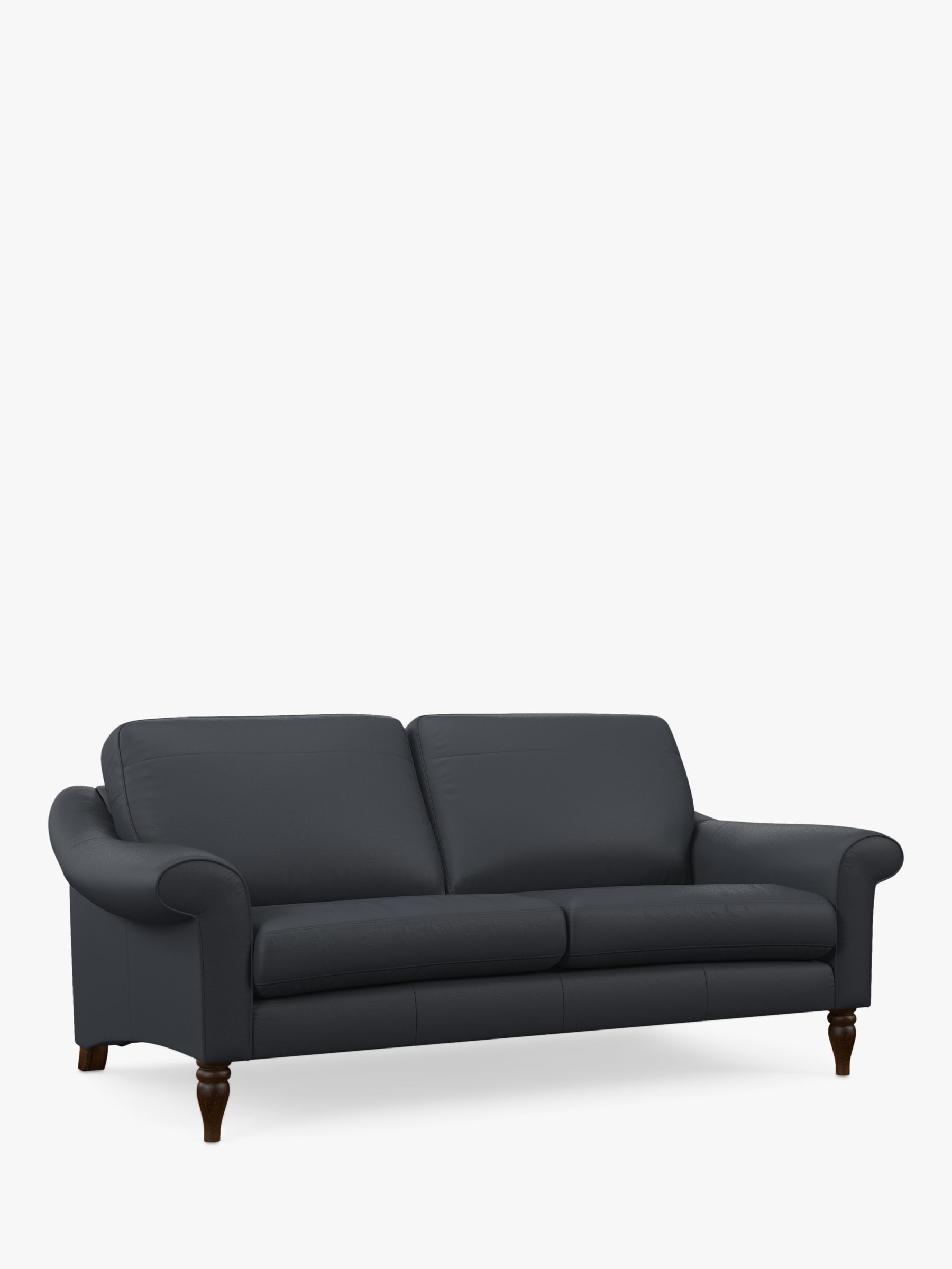 John Lewis Camber Large 3 Seater Leather Sofa, Dark Leg