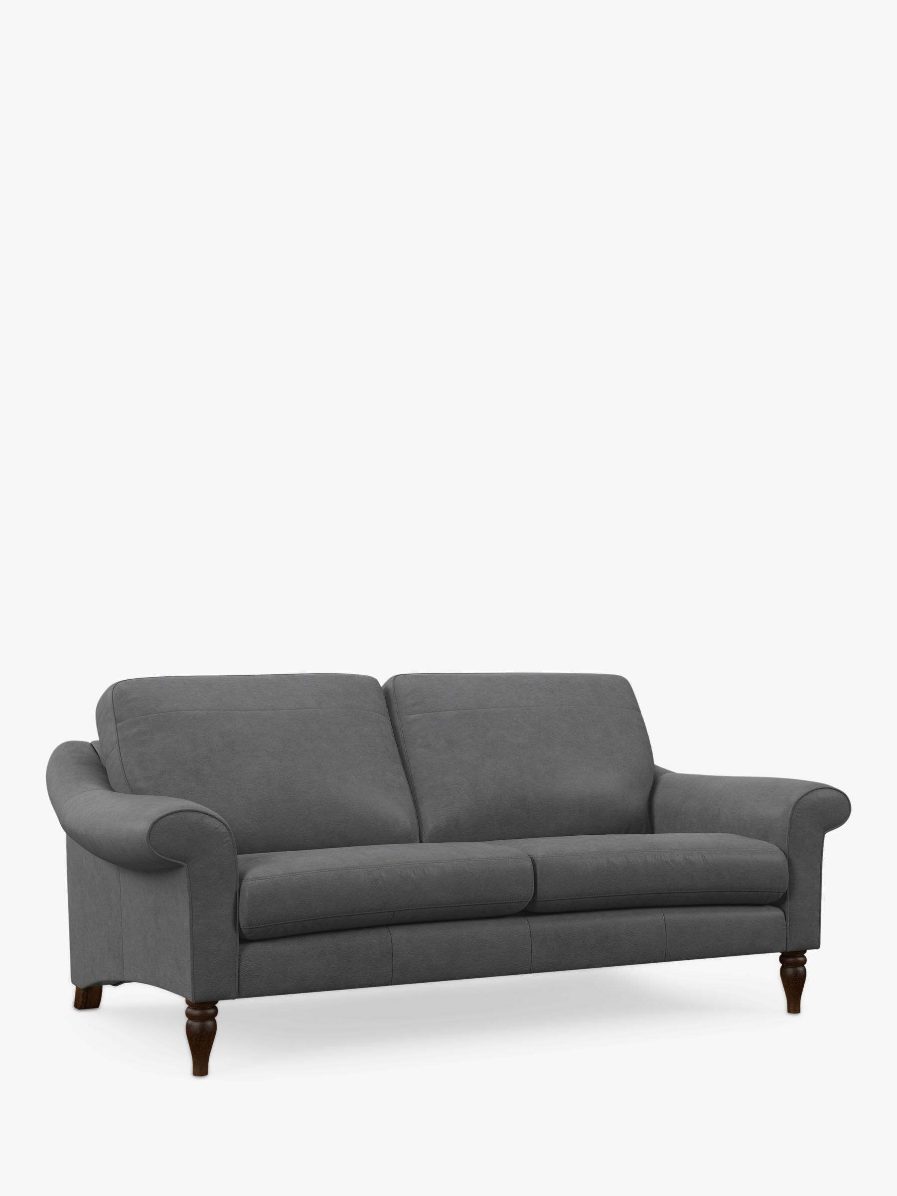 John Lewis Camber Large 3 Seater Leather Sofa, Dark Leg