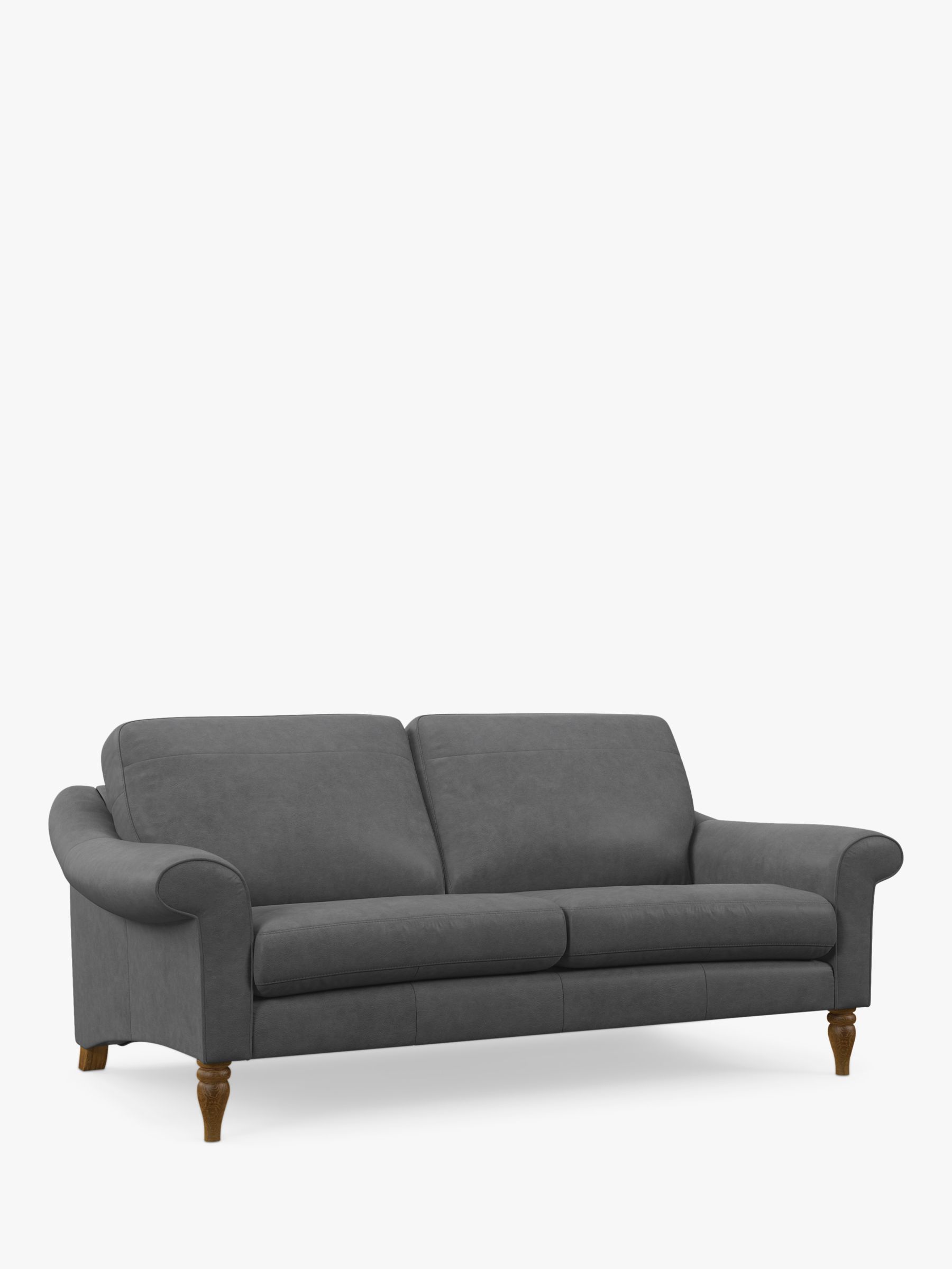 John Lewis Camber Large 3 Seater Leather Sofa, Light Leg