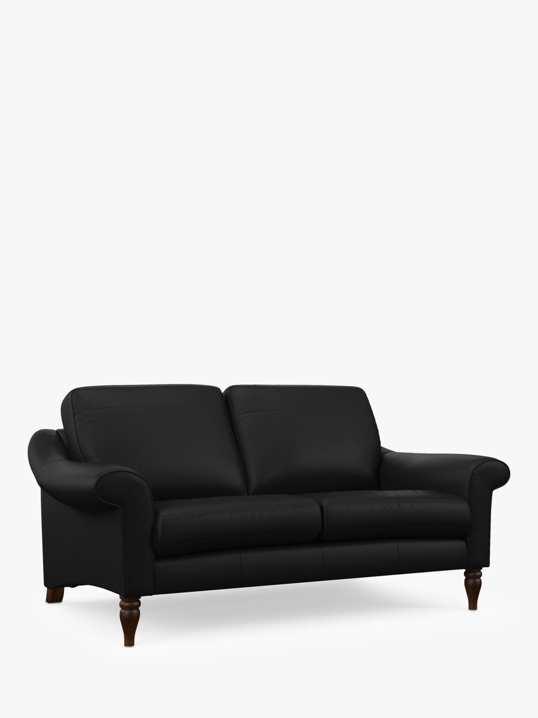 Camber Range, John Lewis Camber Medium 2 Seater Leather Sofa, Dark Leg, Matt Black