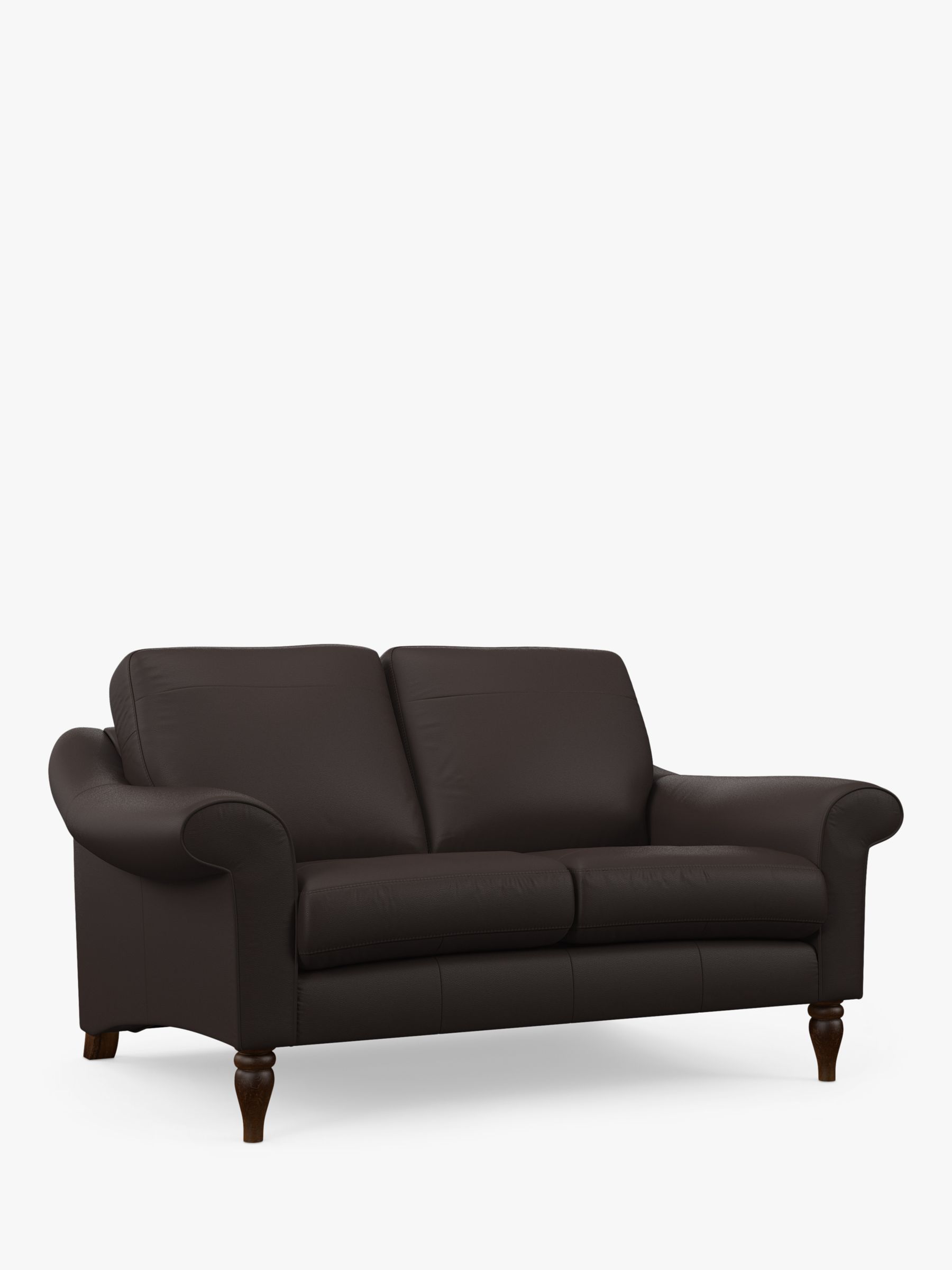 John Lewis Camber Small 2 Seater Leather Sofa, Dark Leg