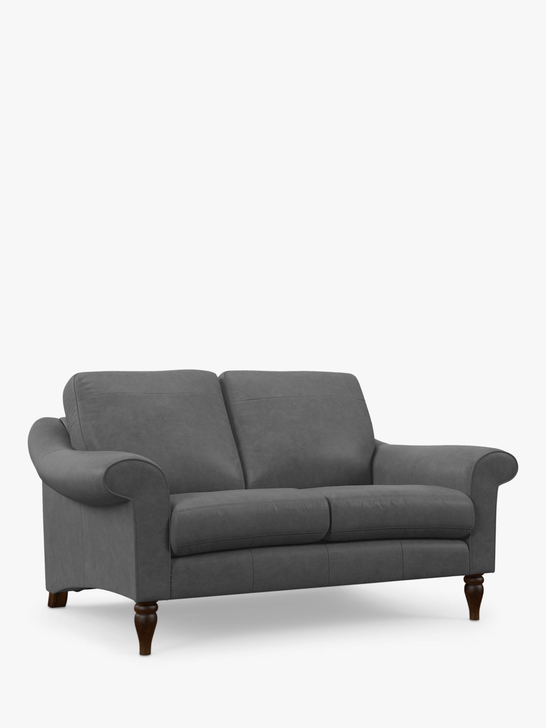 John Lewis Camber Small 2 Seater Leather Sofa, Dark Leg