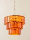 houseof Amber Glass 3 Tiered Chandelier