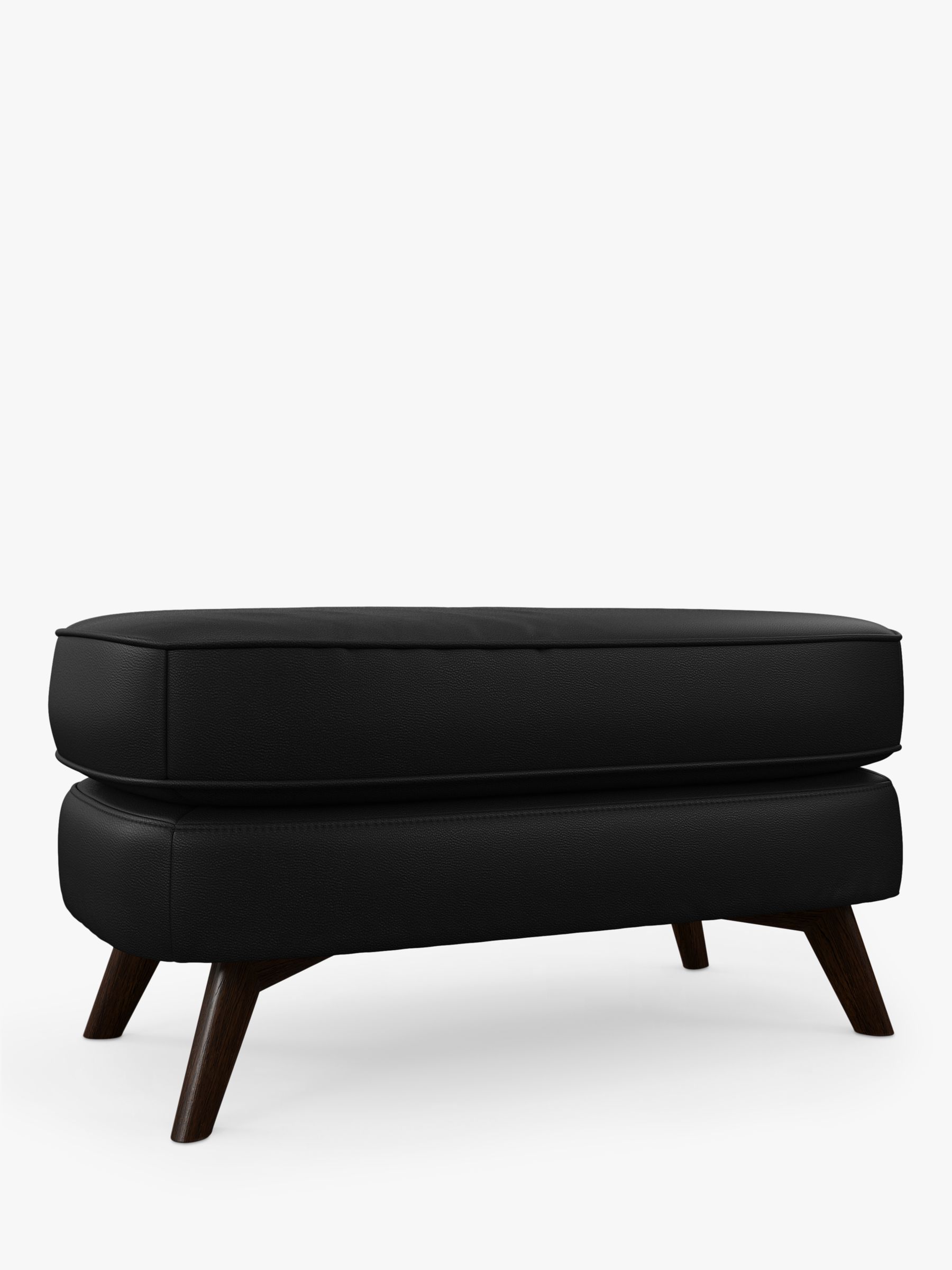 John Lewis Barbican Leather Footstool, Dark Leg