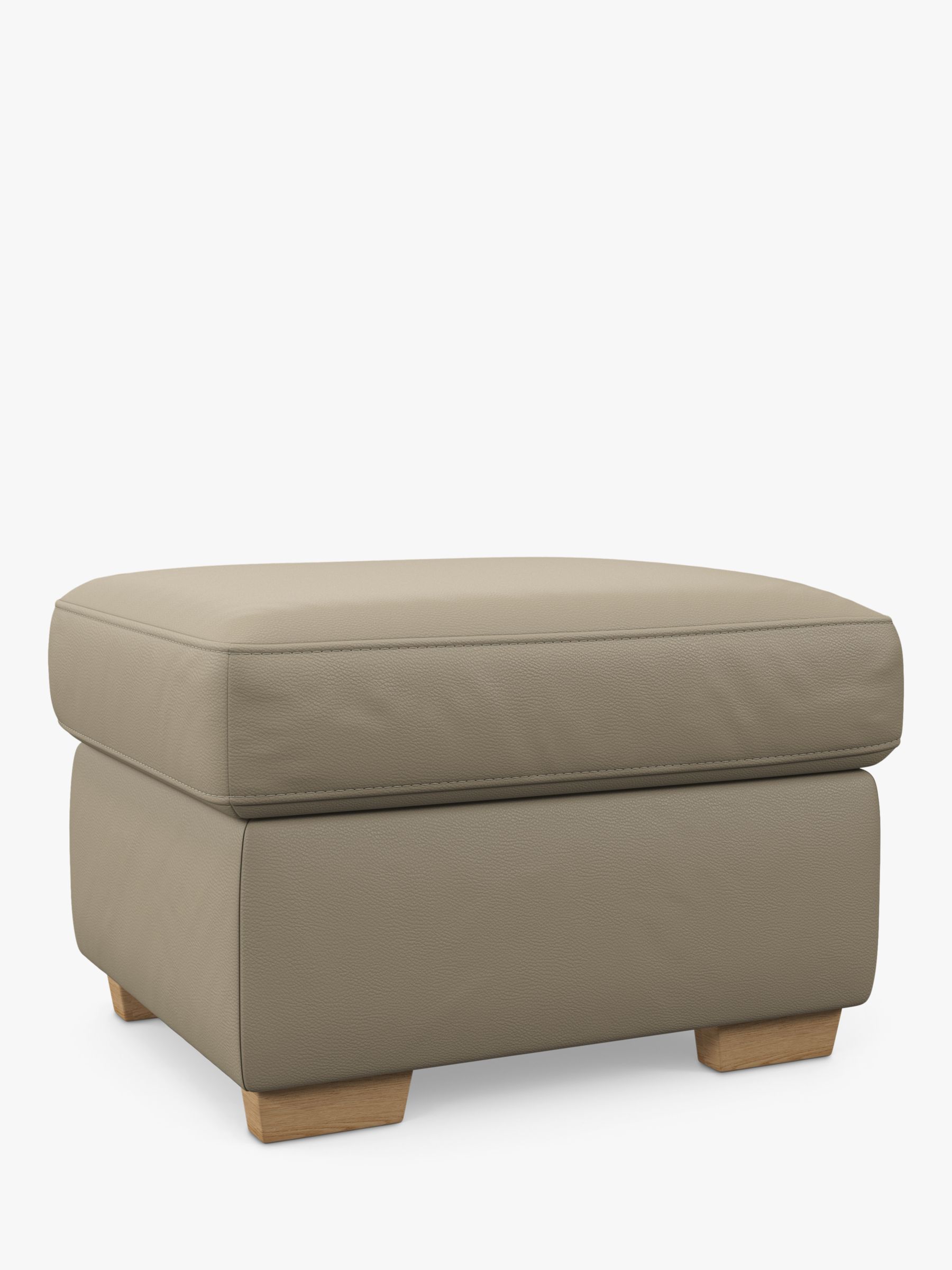 John Lewis Camden Leather Footstool, Light Leg