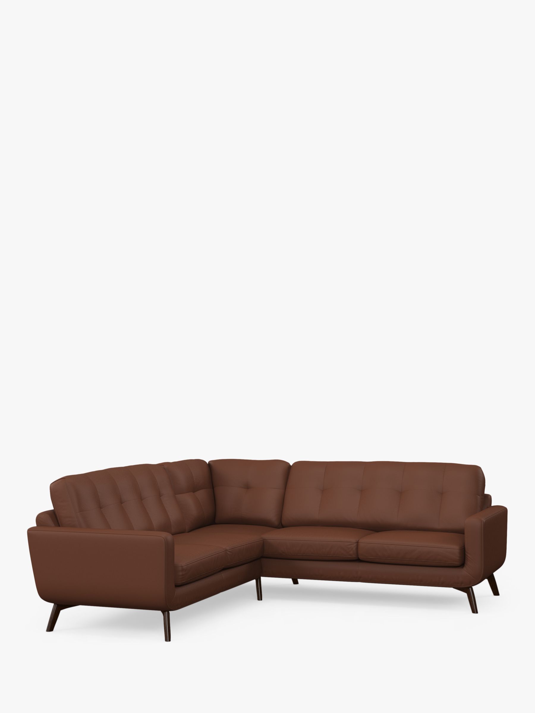 John Lewis Barbican 5+ Seater Corner Leather Sofa, Dark Leg