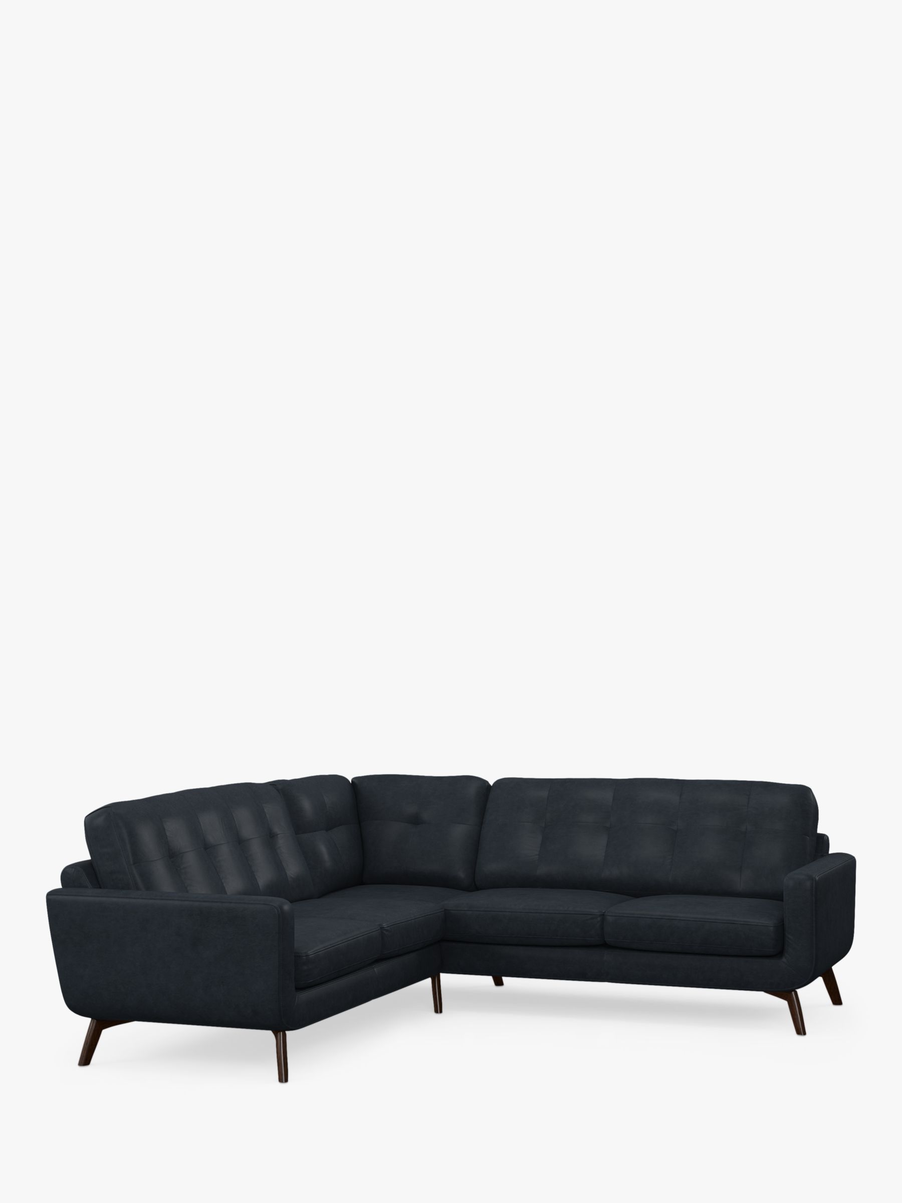 John Lewis Barbican 5+ Seater Corner Leather Sofa, Dark Leg